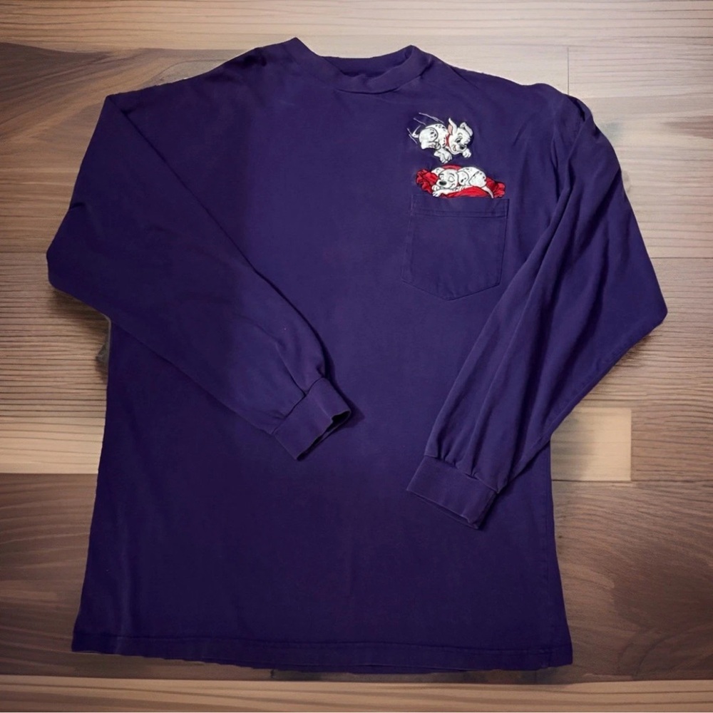 Women’s vintage 101 Dalmatians embroidered  Purple Long Sleeve Shirt XL